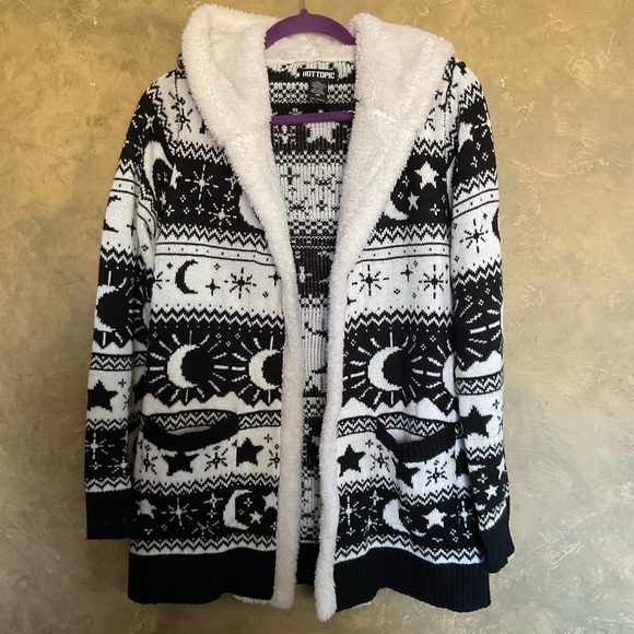 Hot Topic Sweaters - Hot Topic Cozy Witchy Celestial Hooded Open Front Cardigan